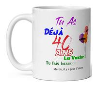 Mug joyeux anniversaire 40 ans humour tasse quarante ans tasse drole haute qualité idée cadeau rigolo quarantaine fete Noel homme femme ami collegue copain pote famille