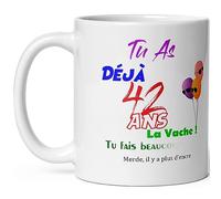 Mug joyeux anniversaire 42 ans humour tasse quarante deux ans tasse drole haute qualité idée cadeau rigolo quarantaine fete Noel homme femme ami collegue copain pote famille
