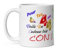 Mug joyeux anniversaire 44 ans humour quarante quatre ans cadeau drole et con idée tasse céramique haute qualité rigolo soixantaine fete Noel homme femme ami collegue copain pote famille 325ml