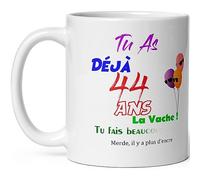 Mug joyeux anniversaire 44 ans humour tasse quarante quatre ans tasse drole haute qualité idée cadeau rigolo quarantaine fete Noel homme femme ami collegue copain pote famille