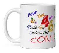 Mug joyeux anniversaire 46 ans humour quarante six ans cadeau drole et con idée tasse céramique haute qualité rigolo soixantaine fete Noel homme femme ami collegue copain pote famille 325ml