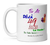 Mug joyeux anniversaire 49 ans humour tasse quarante neuf ans tasse drole haute qualité idée cadeau rigolo quarantaine fete Noel homme femme ami collegue copain pote famille