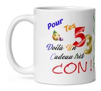 Mug joyeux anniversaire 53 ans humour cinquante trois ans cadeau drole et con idée tasse céramique haute qualité rigolo soixantaine fete Noel homme femme ami collegue copain pote famille 325ml