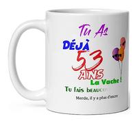 Mug joyeux anniversaire 53 ans humour tasse cinquante trois ans tasse drole haute qualité idée cadeau rigolo cinquantaine fete Noel homme femme ami collegue copain pote famille