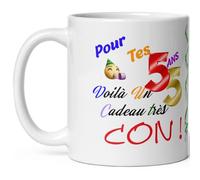 Mug joyeux anniversaire 55 ans humour cinquante cinq ans cadeau drole et con idée tasse céramique haute qualité rigolo soixantaine fete Noel homme femme ami collegue copain pote famille 325ml