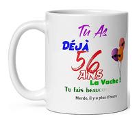 Mug joyeux anniversaire 56 ans humour tasse cinquante six ans tasse drole haute qualité idée cadeau rigolo cinquantaine fete Noel homme femme ami collegue copain pote famille