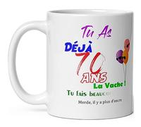Mug joyeux anniversaire 70 ans humour tasse soixante dix ans tasse drole haute qualité idée cadeau rigolo fete Noel homme femme ami collegue copain pote famille
