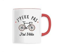 Mug J'peux pas j'ai vélo - Imprimé en France - Tasse originale en céramique - Cadeau je peux pas j'ai Vélo original rigolo (Rouge)