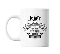Mug Jure Solennellement Petit Frère Le Meilleur Blanc Tasse Cadeau Personnalisé