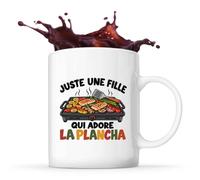 Mug Juste une fille qui adore la plancha | Tasse en Céramique 330 ml Recto Verso Passe au Lave-Vaisselle | Café Thé Bureau Maison | Cadeau Gourmande Collègue Anniversaire Noël