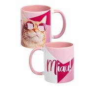 mug - Katze - miau -inner pink: ceramic, 320ml