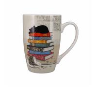 KIUB Tasse XL en porcelaine chaton sur pile de livres 490 ml BEIGE
