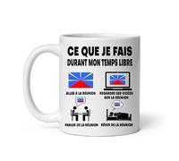 Mug La Réunion ce que je fais durant mon temps libre Tasse humour voyage