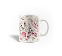 Mug - La Tour Eiffel - Bicyclette Rose - Céramique - 30 ompatible lave-vaisselle