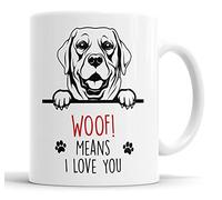 Mug Labrador Woof Means I Love You Mum Dad - Cadeau amusant pour anniversaire, Noël, labrador