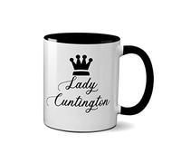 Mug Lady Cuntington - Cadeau robuste en céramique - Passe au lave-vaisselle et au micro-ondes - 325 ml - Cadeau fantaisie pour bureau, anniversaire, Noël, café (poignée noire)