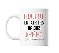 Mug Lancer Des Haches C'est Ma Routine Blanc Tasse Humour