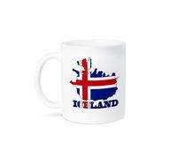 Mug Le Drapeau De L'Islande Sur La Carte Du Pays Et Son Nom, Islande. 330Ml Tasses Céramique Porcelaine Mugs Pour Femme Collègue Eau