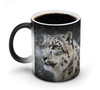 Mug léopard des neiges à couleur changeante, mug thermosensible en céramique, mug noir réactif à la chaleur, tasse à thé avec message apparaissant lorsqu'il chauffe, cadeau d'anniversaire pour un pro