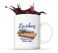 Mug Les échecs, toujours une bonne idée | Tasse en Céramique 330 ml Recto Verso Passe au Lave-Vaisselle | Café Thé Bureau Maison | Cadeau Joueur et Joueuse D'Échecs Collègue Anniversaire Noël