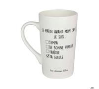Mug - LES VILAINES FILLES - 38-VF-018 - Porcelaine - Blanc - Cylindrique