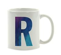 Mug Lettre R monogramme aquarelle bleu-violet Tasse à cafe Future MariéE 2 | pièces / 330 ml Robuste Mugs Réutilisable Tasses à cafe Entreprise Anniversaire