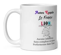 Mug Lion femme coquine - Tasse humour Signe Astro Koquin Lion - Mug signe astrologique drôle - Qualité Cadeau Original Anniversaire Noël Fête fille collègue amie céramique 325ml petit déjeuner