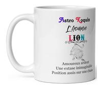 Mug Lion Homme coquin - Tasse humour Signe Astro Koquin Lion - Mug signe astrologique drôle - Qualité Cadeau Original Anniversaire Noël Fête garçon collègue ami céramique 325ml petit déjeuner