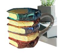 Mug Livre 3D,Vaisselle À Boisson Esthétique Peinture 3D - Mug à Café Livres Empilés pour Boissons Chaudes et Froides - Pour Femmes Lectrices Enseignantes Décor Maison Bibliothèque Bureau Voyage Thé La