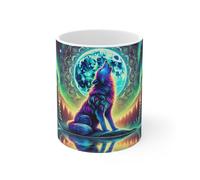 Mug Loup Mystique et Aurores Boréales - Tasse Lumineuse et Éthérée pour les Amateurs de Nature Sauvage