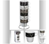 Generique Porte-mugs Secret de Gourmet Love – lot de 6 mugs 260 ml – support métal, empilables