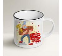 Mug Lover - El Mejor Abuelo del Mundo - Idée cadeau - Taza, tarjeta de bonheur avec soin, simple et bolsita d'organza