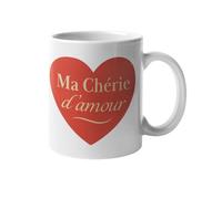 Mug Ma Chérie d’Amour - Tasse Amour avec Cœur Rouge - Idée Cadeau Anniversaire, Saint-Valentin, Noël - Cadeau Romantique pour Femme - Mug en Céramique 330 ml