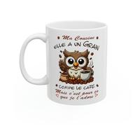 Mug Ma Cousine - Elle a un grain comme le café mais je l'adore - Idée cadeau - Tasse en céramique original