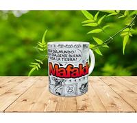 Mug "Mafalda, bonne journée monde, bonne journée des gens de bonne qualité de toute la terre". Idéal pour tous les amoureux de ce personnage attachant créé par Quino.
