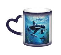 Mug magique à changement de couleur avec impression « Killer Whales Swim Along » - Sensible à la chaleur