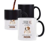 Mug Magique Berger d'Asie Centrale : Passer du temps | Tasse Thermosensible, le Motif Apparaît à la Chaleur | Céramique 300 ml Recto Verso | Cadeau Propriétaire Chien Collègue Anniversaire Noël