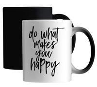 Mug magique en céramique avec inscription « Do What Makes You Happy » Blanc