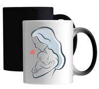 Mug magique en céramique avec inscription « Mother and Infant Child Love Heart » - Blanc