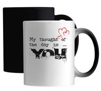 Mug magique en céramique avec inscription « My Thought of The Day is You Love » Blanc