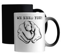 Mug magique en céramique avec inscription « We Need You Uncle Sam Hand » Blanc
