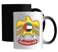 Mug magique en céramique Emblème de Dubaï Abu Dhabi Émirats arabes unis Blanc
