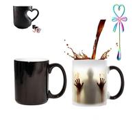 Mug Magique En CéRamique En Forme De CœUr à Couleur Changeante - Tasse à Café Amusante Avec Anse Qui RéVèLe Un Motif Surprise Lorsqu'Elle Est Remplie D'Une Boisson Chaude - Cadeau Romantique(Style 2)
