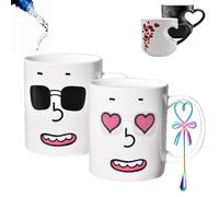 Mug Magique En CéRamique En Forme De CœUr à Couleur Changeante - Tasse à Café Amusante Avec Anse Qui RéVèLe Un Motif Surprise Lorsqu'Elle Est Remplie D'Une Boisson Chaude - Cadeau Romantique(Style 1)