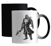 Mug magique en céramique Motif croisé du Moyen Âge Noir Arbalète Blanc