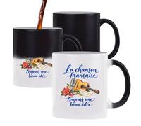 Mug Magique La chanson française, toujours une bonne idée | Tasse Thermosensible, le Motif Apparaît à la Chaleur | Céramique 300 ml Recto Verso | Cadeau Chanteur Chanteuse Collègue Anniversaire Noël