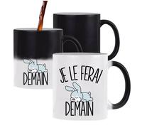 Mug Magique Lapin Gris Je Le Ferai Demain Tasse Cadeau Personnalisé