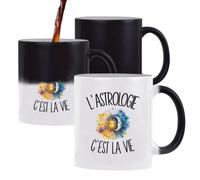 Mug Magique L'astrologie c'est la vie | Tasse Thermosensible, le Motif Apparaît à la Chaleur | Céramique 300 ml Recto Verso | Cadeau Passionné et Passionnée des Signes Collègue Anniversaire Noël