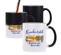 Mug Magique Le coucher de soleil, toujours une bonne idée | Tasse Thermosensible, le Motif Apparaît à la Chaleur | Céramique 300 ml Recto Verso | Cadeau Rêveur Rêveuse Collègue Anniversaire Noël