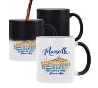 Mug Magique Marseille, toujours une bonne idée | Tasse Thermosensible, le Motif Apparaît à la Chaleur | Céramique 300 ml Recto Verso | Cadeau Marseillais Marseillaise Collègue Anniversaire Noël
